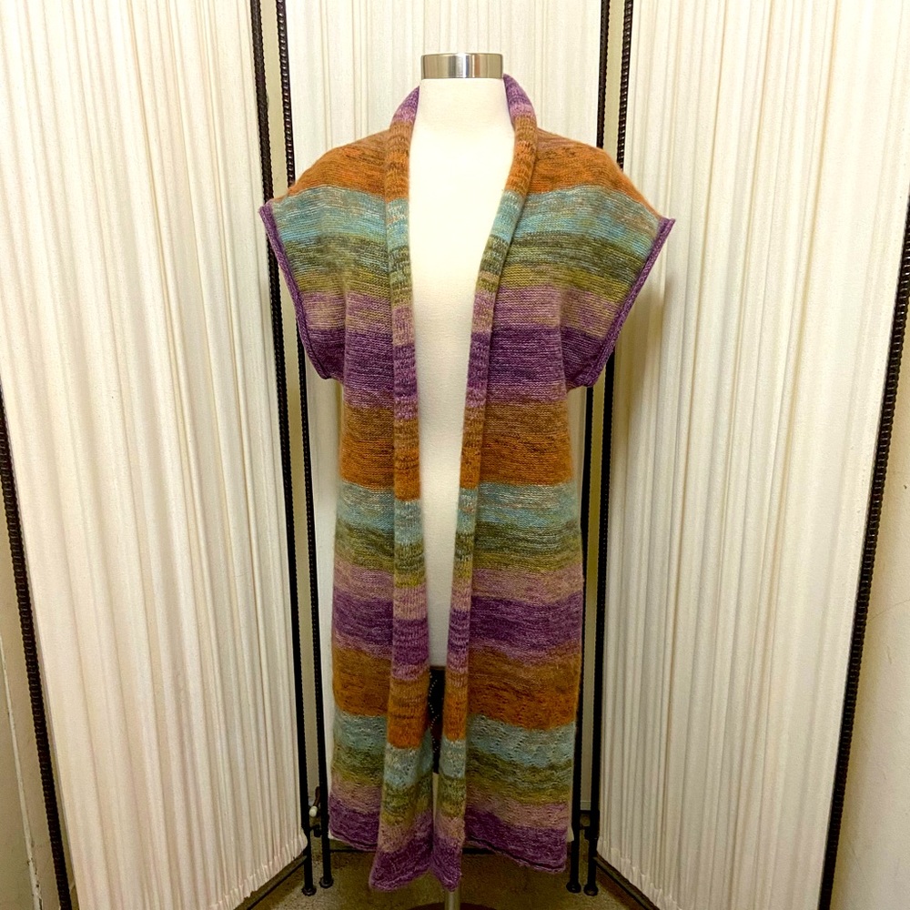 Vintage SUNDANCE wool blend long vest/cardigan multi | size small